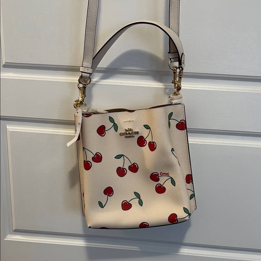 Coach Cherry Print Shoulder Bag in Cream